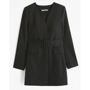Abercrombie & Fitch Black Long-Sleeve Mini Dress with Belt